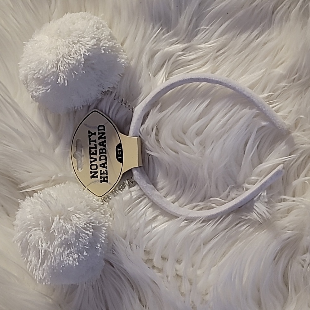 White Pom Pom Headband